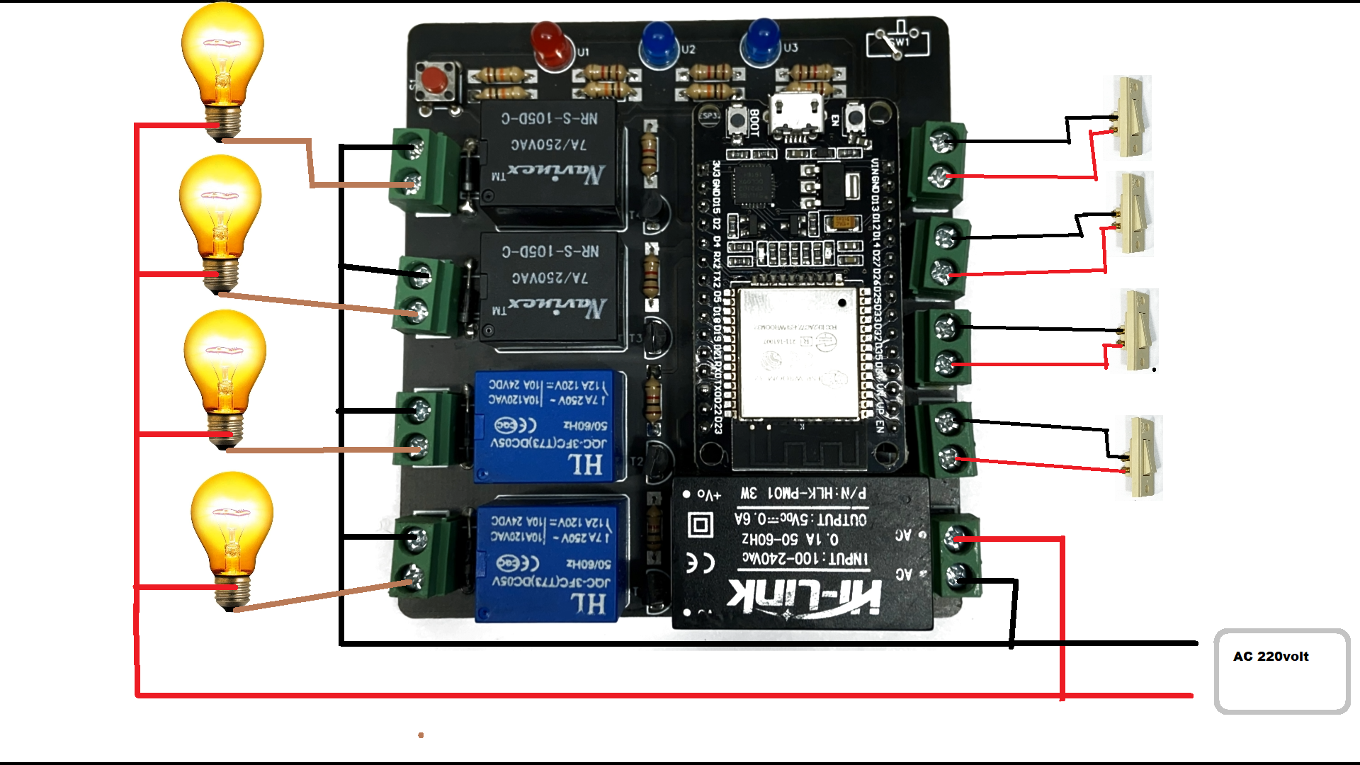 ESP32 Bluetooth HomeAutomation Using Android App And Manual Switches