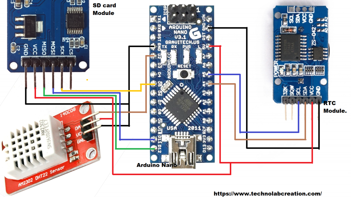 Arduino Temperature Data Logger with SD Card Module.