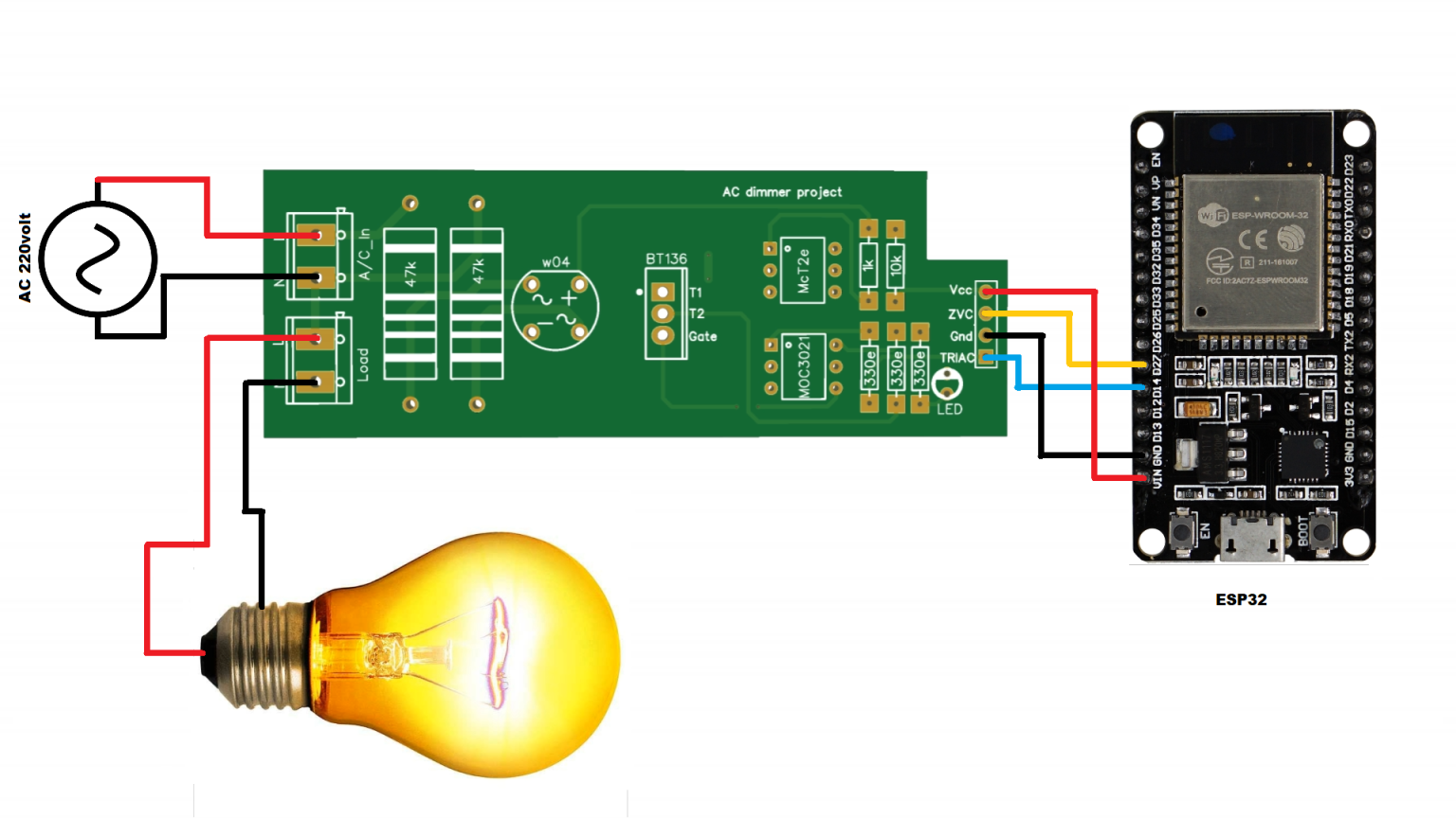 Ac Light Dimmer Using Triac And Esp32