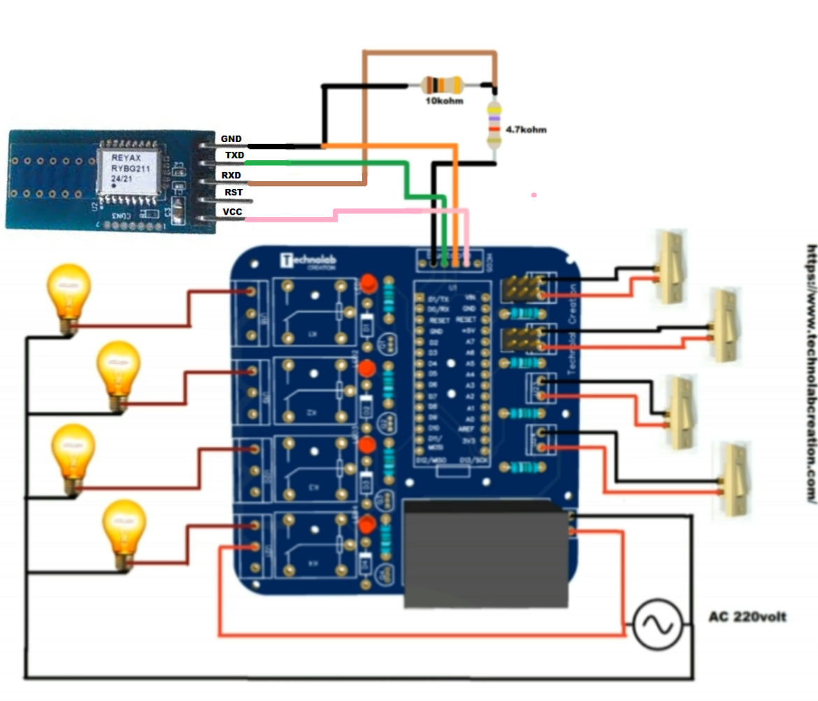 Reyax RYBG211_lite Bluetooth low energy module with Arduino.